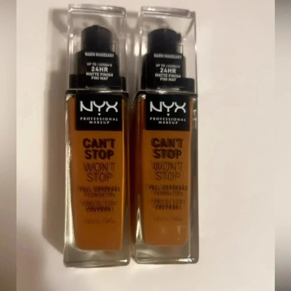New NYX “can’t stop 24Hr” matte finish full coverage foundation warm mahogany
